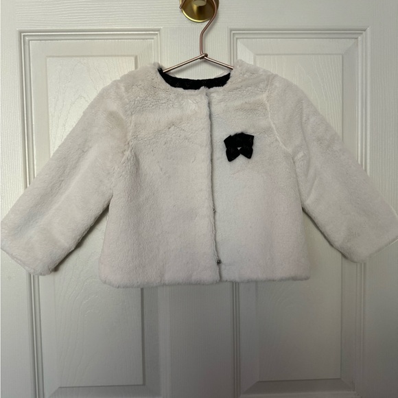 Lili Gaufrette White Faux Fur Jacket - Size 2 - Picture 1 of 10